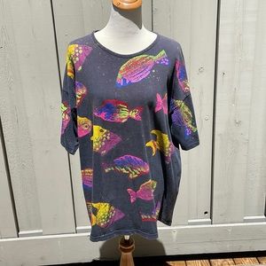 NEW Hand Painted Fish T-Shirt One Size